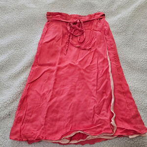Indi & Cold San Sebastian Coral colored lined wrap skirt Size Small Spain